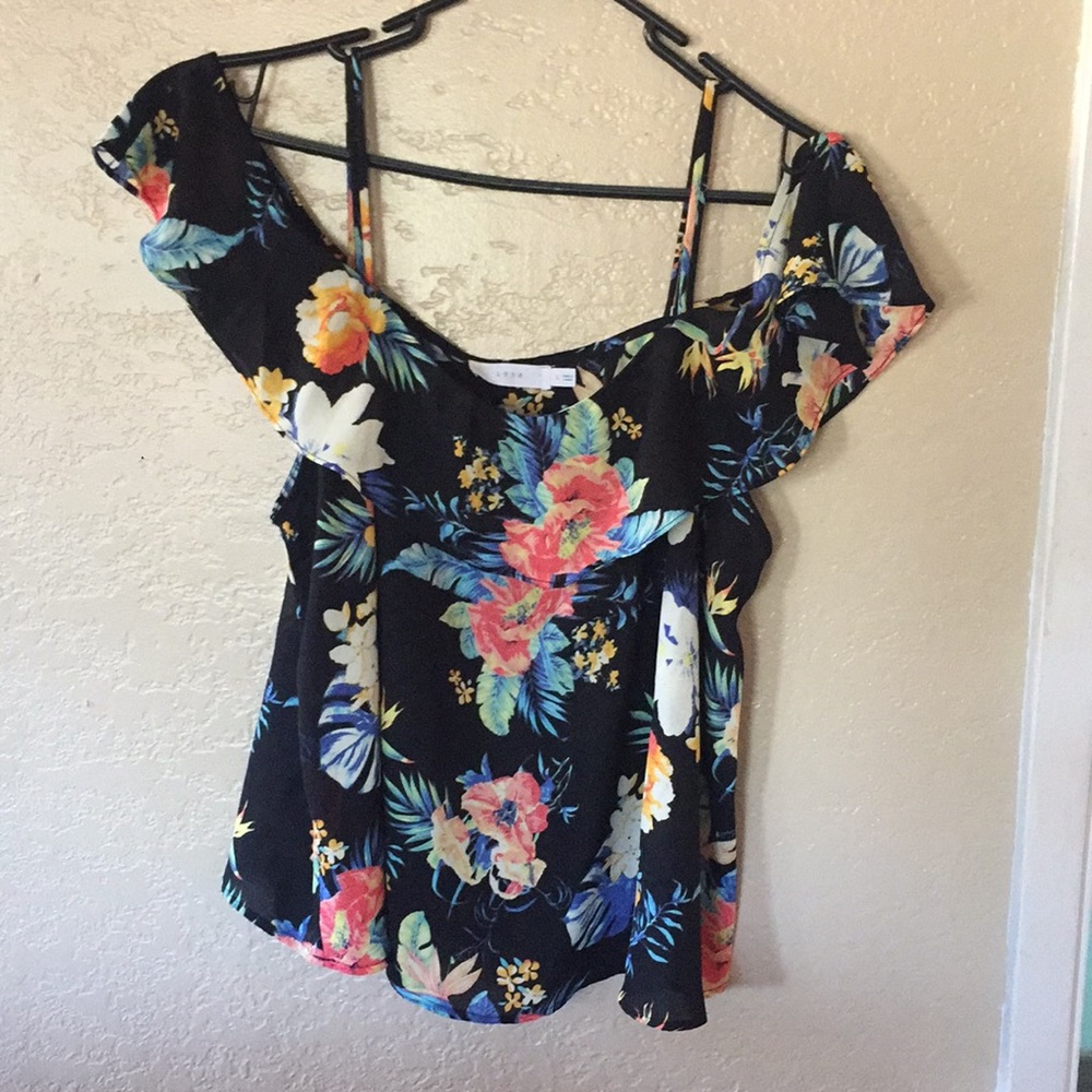 Off the Shoulder Flower Lush Blouse Sz Lrg.
